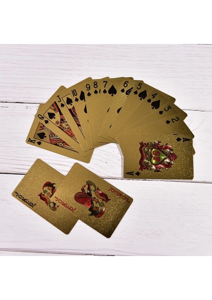 Açık Gri Tarzı Yüksek 1 Takım Altın Oyun Kartları Poker Oyun Destesi Altın Folyo Poker Seti Plastik Sihirli Kart Su Geçirmez Kartlar Sihirli (Yurt Dışından)