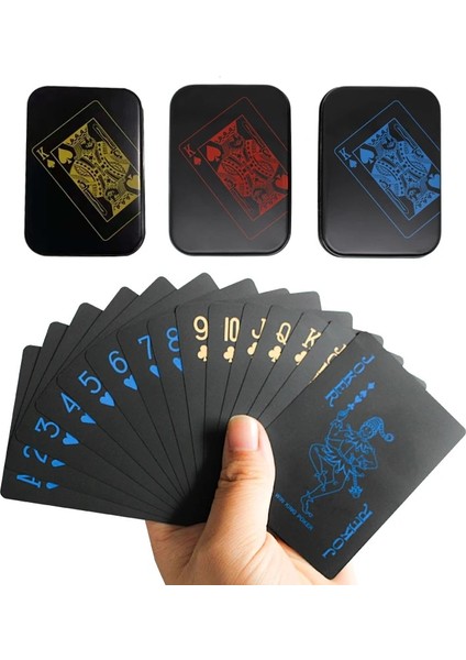 PKP-0016-1 Tarzı Su Geçirmez Siyah Oyun Kartları Li Plastik Pvc Oyun Kartları Takım Elbise Sihirli Hileler Aracı Yaratıcı Poker Hediye Kutusu Dayanıklı (Yurt Dışından)