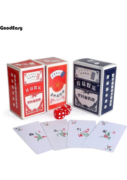 Kırmızı Stil Su Geçirmez Taşınabilir Kağıt Mahjong Oyun Kartları 2 Akrilik Dices ve Flanel Çantası ile Set Goodeasy Tarafından Seyahat Mahjong Poker Kartı (Yurt Dışından)