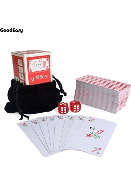Kırmızı Stil Su Geçirmez Taşınabilir Kağıt Mahjong Oyun Kartları 2 Akrilik Dices ve Flanel Çantası ile Set Goodeasy Tarafından Seyahat Mahjong Poker Kartı (Yurt Dışından)