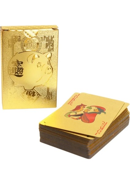 A11 Stili Yeni Altın Folyo Poker Seti 24K Altın Oyun Kartları Poker Oyun Destesi Su Geçirmez Kartlar Sihirli Deste Plastik Sihirli Kart (Yurt Dışından)