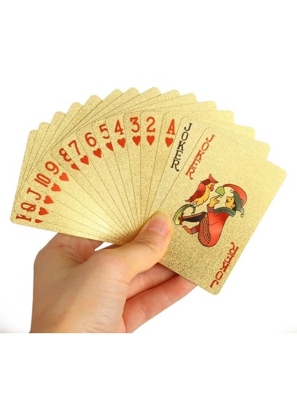 A11 Stili Yeni Altın Folyo Poker Seti 24K Altın Oyun Kartları Poker Oyun Destesi Su Geçirmez Kartlar Sihirli Deste Plastik Sihirli Kart (Yurt Dışından)