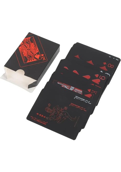 R Stili Plastik Poker Pvc Suya Dayanıklı Oyun Kartları Lüks Soğuk Siyah Folyo Poker Oyun Kartları Standart Boyutlu Poker (Yurt Dışından)