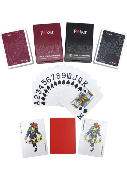 2 Kırmızı Stil 2 Takım Lot Yüksek Li Texas Hold'em Plastik Poker Kart Oyunları Su Geçirmez ve Donuk Lehçe Oyun Kartları Eğlence Masa Oyunu (Yurt Dışından)