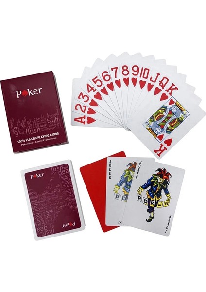 2 Kırmızı Stil 2 Takım Lot Yüksek Li Texas Hold'em Plastik Poker Kart Oyunları Su Geçirmez ve Donuk Lehçe Oyun Kartları Eğlence Masa Oyunu (Yurt Dışından)