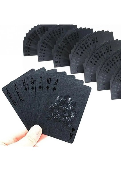 Siyah Stil Su Geçirmez Altın Folyo Poker Kartları Yaratıcı Siyah Altın Toplu Oyun Kartları Elmas Poker Kartları + 7 Taraflı Set Şeffaf Zar (Yurt Dışından) fırsatları
