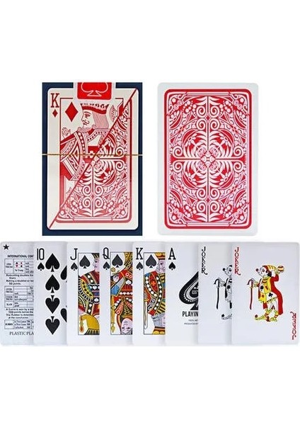 5735 Kırmızı Stil Yeni Oyun Kartları Plastik Bakara Texas Hold'em Poker Kartları Pvc Poker Masa Oyunları Kırmızı ve Mavi Su Geçirmez Giyilebilir Kart Oyunu (Yurt Dışından)