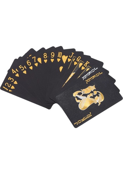 B Tarzı Su Geçirmez Oyun Kartları Plastik Poker Kartları Lüks Soğuk Siyah 24K Altın Elmas Folyo Poker Carta Standart Boyut Poke (Yurt Dışından)