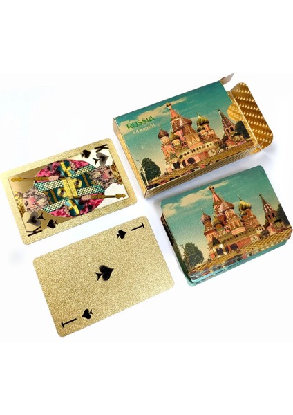 Altın Tarzı 2020 Yeni Ardsdeck Rus 24K Altın Folyo Oyun Kartları Pvc Plastik Su Geçirmez Poker Standart Oyun Kartları (Yurt Dışından) indirimleri