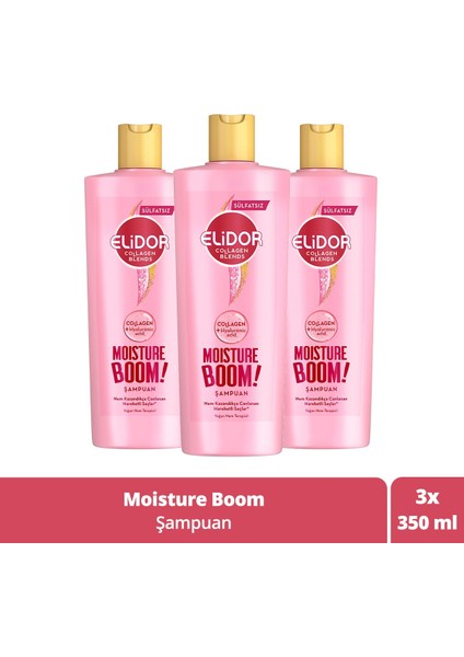 Collagen Blends Sülfatsız Saç Bakım Şampuanı Moisture Boom Yoğun Nem Terapisi 350 ml X3