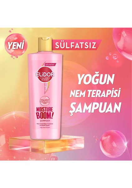 Collagen Blends Sülfatsız Saç Bakım Şampuanı Moisture Boom Yoğun Nem Terapisi 350 ml X3