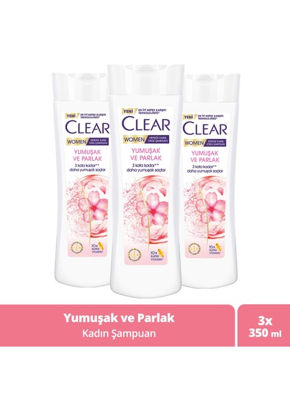 Women Kepeğe Karşı Etkili Şampuan Yumuşak ve Parlak 350 ml X3