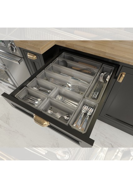 10'lu Modüler Set Kaşıklık Çekmece Içi Düzenleyici Çatal Kaşık Bıçak Düzenleme Organizeri Şeffaf fiyatları