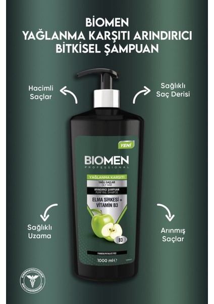 Professional Elma Sirkesi&amp;vitamin B3 Yağlanma Karşıtı Arındırıcı Şampuan 1000 ml