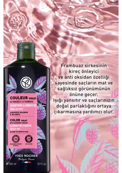 Yves Rocher Boyalı Saçlar Için (Couleur) Turunculaşma Karşıtı Mor Şampuan - Sülfatsız & VEGAN-300 M