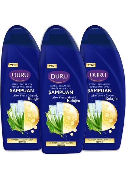 Aloe Vera&mentol&kolajen Kepeğe Karşı Etkili Şampuan 3X500 ml