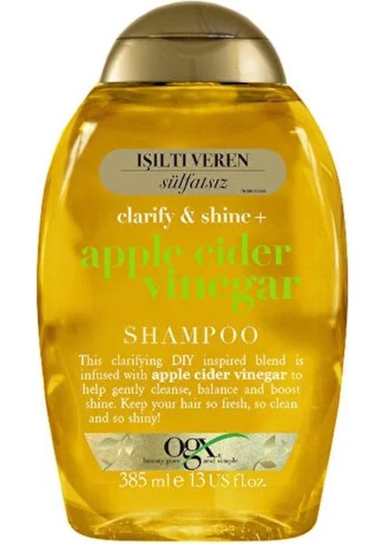 Elma Sirkeli Parlak Saçlar Için Şampuan - Apple Cider Vinegar Shampoo (385 Ml)