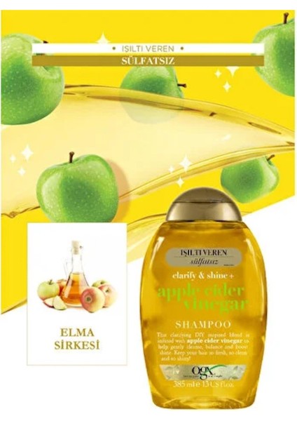 Elma Sirkeli Parlak Saçlar Için Şampuan - Apple Cider Vinegar Shampoo (385 Ml) fiyatları