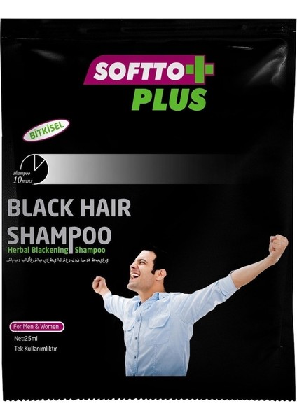 Softto Plus Plus Saç Siyahlatıcı Beyaz Kapatıcı Black Hair Shampoo 25 ml