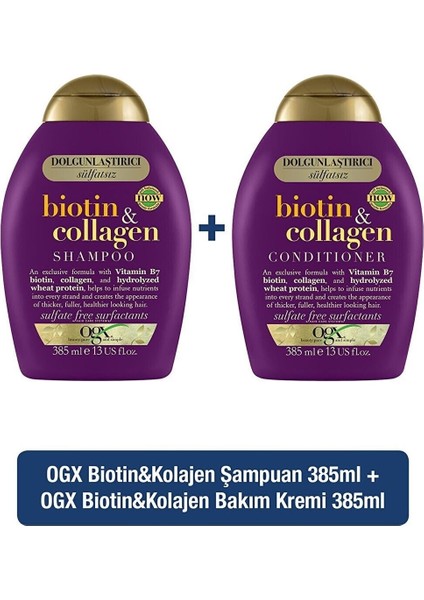 Organix Biotin-Collogen Şampuan 385 ml + Saç Kremi 385 ml