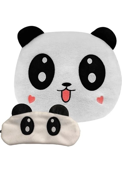 Panda Kedi Polar Yastık 35*35CM Göz Bandı Hediyeli