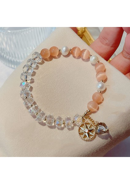 Mavi Beyaz Ateş Opal / Mistik Temizle Kristal Kadınlar Için Bilezikler 18K Beyaz Altın Kaplama Büyük Yuvarlak Veya Oval Şekil Taşlar Bilezik Takı Hediyeler (Yurt Dışından)