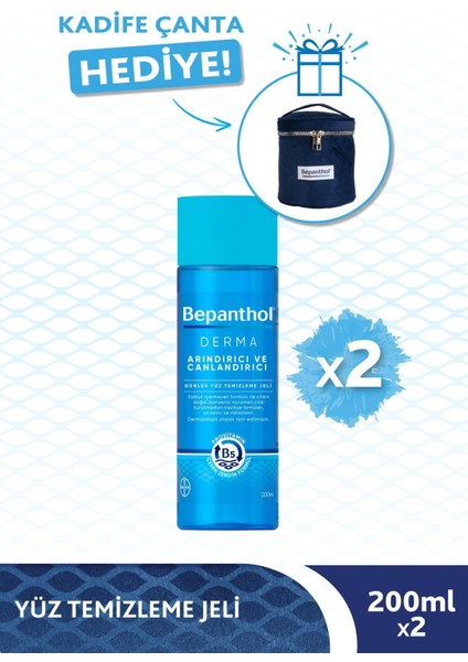 Derma Arındırıcı Canlandırıcı Yüz Temizleme Jeli 200 ml 2'li Paket + Kadife Çanta Hediye