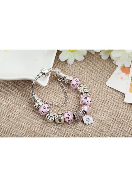Kadın Charm Bileklik, Pembe Pençe Baskılı Kristal Boncuklu Yılan Kemik Zinciri, Hazine Kutusu Toka Bileklik, Çoğu Bileğe Uyuyor, Kadınlar Için En Iyi Tatil Hediyeleri (Boyut: 18CM) (Yurt Dışından) fırsatları