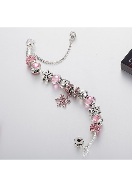 Kadın Charm Bileklik, Pembe Kar Tanesi Kolye Boncuklu Yılan Kemik Zinciri, Hazine Kutusu Toka Bileklik, Çoğu Bileğe Uyuyor, Kadınlar Için En Iyi Tatil Hediyeleri (Boyut: 18CM) (Yurt Dışından) modelleri