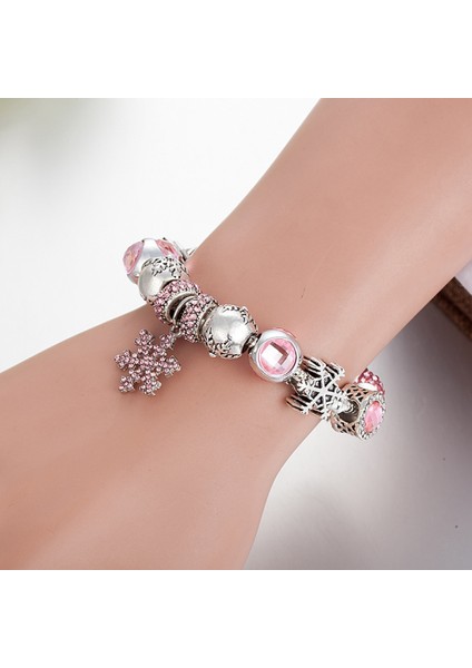 Kadın Charm Bileklik, Pembe Kar Tanesi Kolye Boncuklu Yılan Kemik Zinciri, Hazine Kutusu Toka Bileklik, Çoğu Bileğe Uyuyor, Kadınlar Için En Iyi Tatil Hediyeleri (Boyut: 18CM) (Yurt Dışından) fırsatları