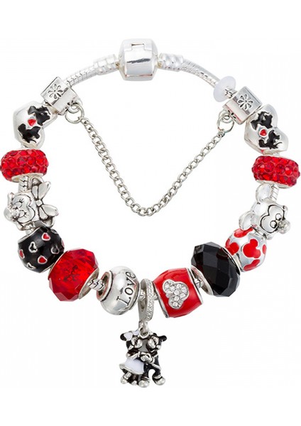 Kadın Charm Bileklik, Kırmızı Boncuklu ve Siyah Boncuklu Yılan Kemik Zinciri, Hazine Kutusu Tokalı Bileklik, Çoğu Bileğe Uyuyor, Kadınlar Için En Iyi Tatil Hediyeleri (Boyut: 17CM) (Yurt Dışından)