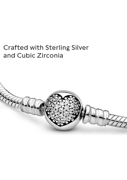 Bilezik 925 Gümüş Parlayan Yuvarlak Kalp Tam Elmas Serisi Basit Yılan Kemik Zinciri Kişilik Aksesuarları (Boyut: 16CM) (Yurt Dışından) modelleri