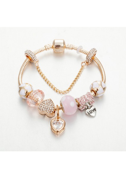 Kadın Charm Bileklik, Kalp Kolye Boncuklu Yılan Kemik Zinciri, Hazine Kutusu Toka Bileklik, Çoğu Bileğe Uyuyor, Onun Için En Iyi Hediye (Boyut: 18CM) (Yurt Dışından) fırsatları