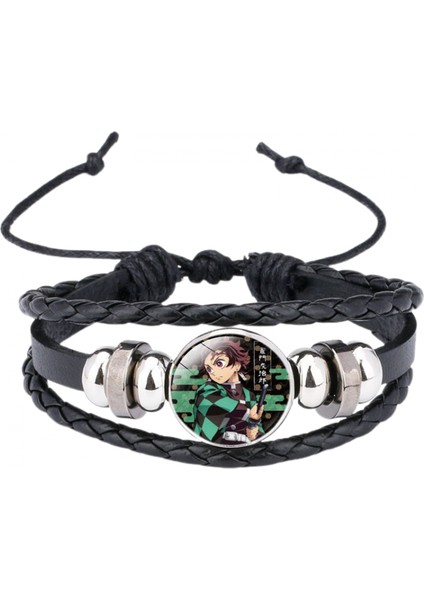 Erkek Vintage Deri Bilek Bandı Halat Bilezik Bileklik Demon Slayer Halat Ayarlanabilir (F) (Yurt Dışından)