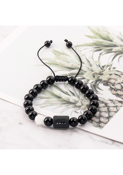 Erkekler ve Kadınlar Için Bilezikler Genç Unisex Hediyeler Için 12 Burç Bilekliği Ayarlanabilir Boncuklar 8MM-10MM(KOVA) (Yurt Dışından) fırsatları