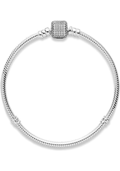 925 Ayar Gümüş Bilezik Kadın Takı Parlak Pavé Toka Yılan Zinciri Kübik Zirkonya Bilezik (Boyut: 20CM) (Yurt Dışından) fırsatları