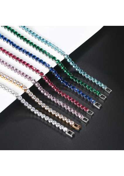 Düğün Kübik Zirkonya Bileklik Zincir Bağlantı Mavi Ton 19CM (Yurt Dışından) fırsatları