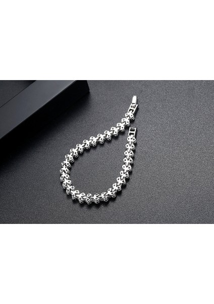 Düğün Kübik Zirkonya Bileklik Zincir Bağlantı Beyaz Altın Ton 19 cm (Yurt Dışından) fırsatları