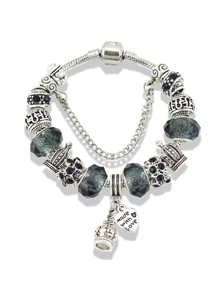 Kadın Charm Bileklik, Taç Kolye Kristal Boncuklu Yılan Kemik Zinciri, Hazine Kutusu Toka Bileklik, Çoğu Bileğe Uygun, Kadınlar Için Sevgililer Günü Hediyeleri (Boyut: 18CM) (Yurt Dışından)