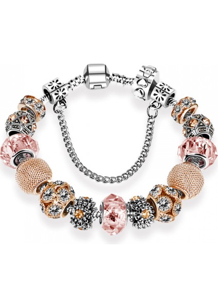 Kadın Charm Bileklik, Pembe Boncuklu Yılan Kemik Zinciri, Hazine Kutusu Toka Bileklik, Çoğu Bileğe Uyuyor, Kadınlar Için En Iyi Tatil Hediyeleri (Boyut: 17CM) (Yurt Dışından)