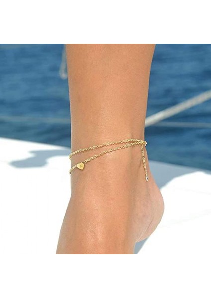 Kadınlar Için Kalp Ilk Ayak Bileği Bilezikler Dolgulu El Yapımı Zarif Katmanlı Halhal Mektup Ilk Kalp Ayak Bileği Bilezikler Plaj Takı Hediyeler --- U (Yurt Dışından) modelleri