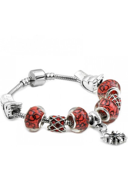 Kadın Bileklik, Kırmızı Kristal Boncuklu Kolye Yılan Zinciri, Kız Arkadaşı ve En Iyi Arkadaşlar Için Hazine Kutusu Tokalı Bileklik Hediye Bileklik (Boyut: 18CM) (Yurt Dışından)