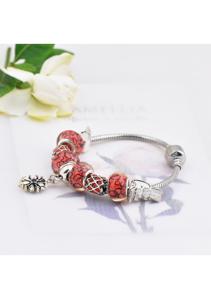 Kadın Bileklik, Kırmızı Kristal Boncuklu Kolye Yılan Zinciri, Kız Arkadaşı ve En Iyi Arkadaşlar Için Hazine Kutusu Tokalı Bileklik Hediye Bileklik (Boyut: 18CM) (Yurt Dışından) modelleri