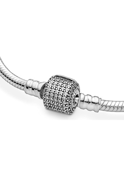 925 Ayar Gümüş Bilezik Kadın Takı Parlak Pavé Toka Yılan Zinciri Kübik Zirkonya Bilezik (Boyut: 18CM) (Yurt Dışından) modelleri