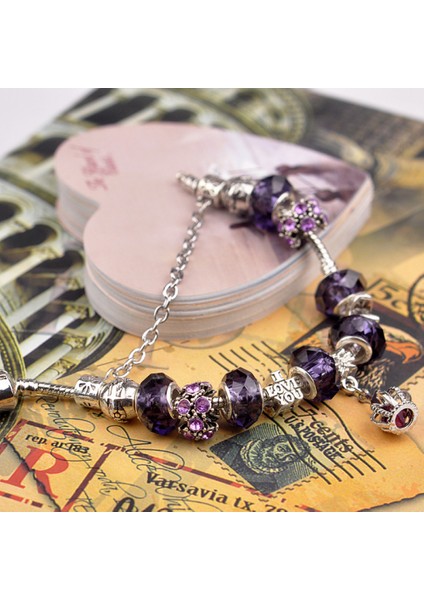 Mor Bilezik Kadın Boncuklu Taç Çift Kristal Bilezik Onun Için En Iyi Hediye (Boyut: 18CM) (Yurt Dışından) fırsatları