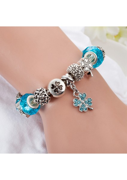 Kadın Charm Bileklik, Yonca Kolye Mavi Kristal Boncuklu Yılan Kemik Zinciri, Hazine Kutusu Toka Bileklik, Çoğu Bileğe Uyuyor, Kadınlar Için En Iyi Tatil Hediyeleri (Boyut: 17CM) (Yurt Dışından) modelleri