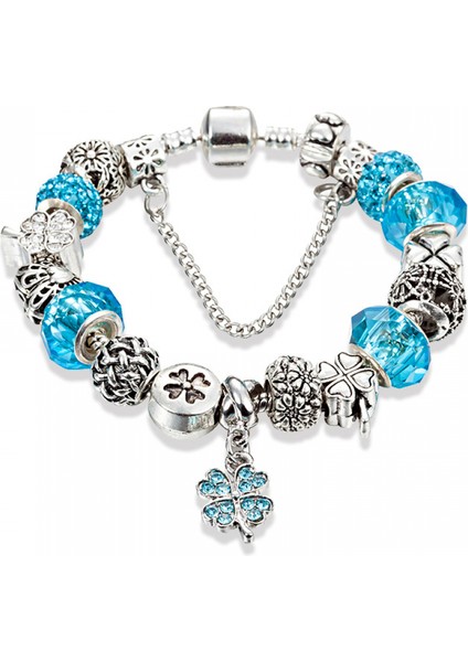 Kadın Charm Bileklik, Yonca Kolye Mavi Kristal Boncuklu Yılan Kemik Zinciri, Hazine Kutusu Toka Bileklik, Çoğu Bileğe Uyuyor, Kadınlar Için En Iyi Tatil Hediyeleri (Boyut: 17CM) (Yurt Dışından) fırsatları