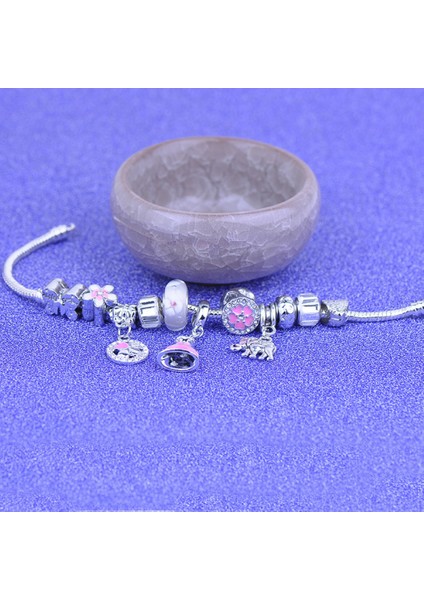 Kadınlar Için Bileklik, Pembe Çiçek Kolye Yılan Zinciri Sırlı Mücevher Kutusu Tokalı Bileklik (Boyut: 18CM) (Yurt Dışından) fiyatları