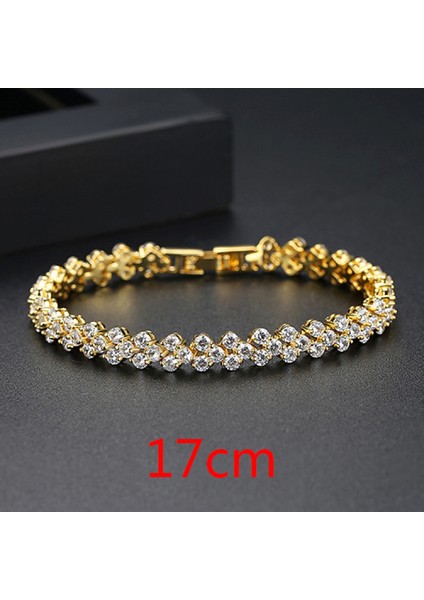 Düğün Kübik Zirkonya Bileklik Zincir Bağlantısı 18K Ton 17CM (Yurt Dışından)