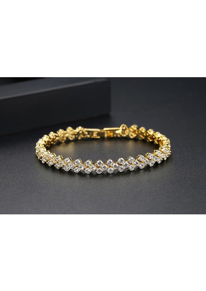 Düğün Kübik Zirkonya Bileklik Zincir Bağlantısı 18K Ton 17CM (Yurt Dışından) indirimleri